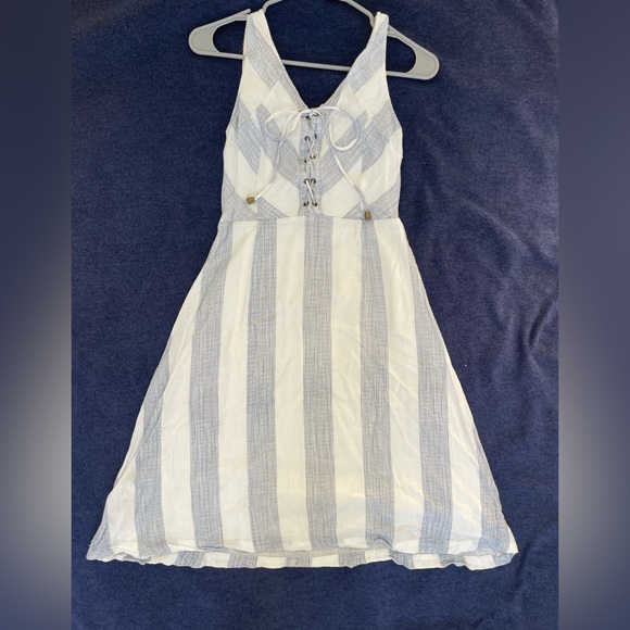 Lulu’s Blue and White Tie Front Dress - Picture 1 of 3